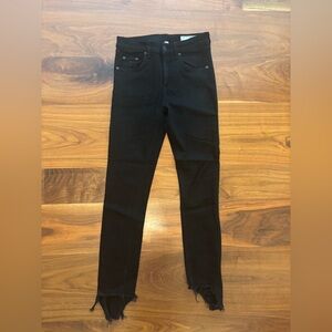Rag & Bone Black Cropped Straight Jeans - Size: 26